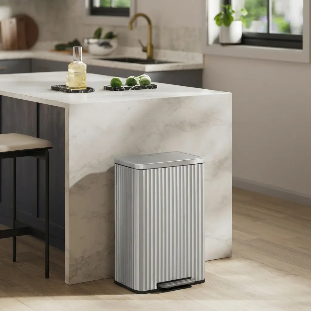 SONGMICS Trash Can, 13 Gallon (50 L) Garbage Can for Kitchen, with Lid, Pedal, and Removable Inner Bucket, Soft Close, Stainless Steel, 15 Trash Bags (Code K) Included SONGMICS Trash Can, 13 Gallon (50 L) Garbage Can for Kitchen, with Lid, Pedal, and Removable Inner Bucket, Soft Close, Stainless Steel, 15 Trash Bags (Code K) Included