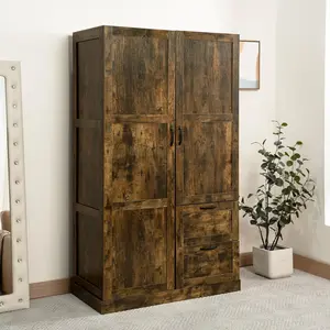 Home Tall Kitchen Pantry Cabinet with Doors and Adjustable Shelves, Wooden Pantry Storage Cabinet for Food, Utility Storage Cabinet for Kitchen Dining Room, Traditional Design, Smooth Drawers