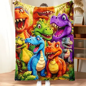 Soft Funny Throw Blanket 2D! Soft Throw Blanket Cartoon Dinosaur Pattern Plush Blanket Warm Throw Blanket,Air-conditioned Room Blanket,Warm Nap Blanket For Home & Office