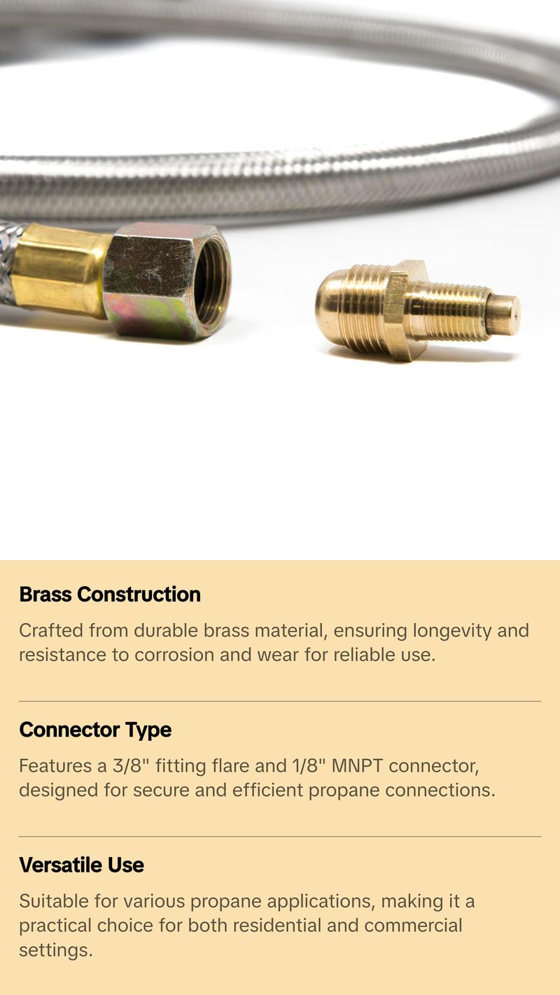 PROPANE ORIFICE CONNECTOR BRASS TUBE FITTING 3/8" FITTING FLARE X 1/8" MNPT
