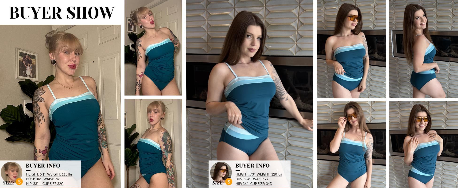 Daci Bandeau Tankini Swimsuits for Women - Two Piece Ruched Tummy Control Bathing Suit Strapless Swimwear with Bottom