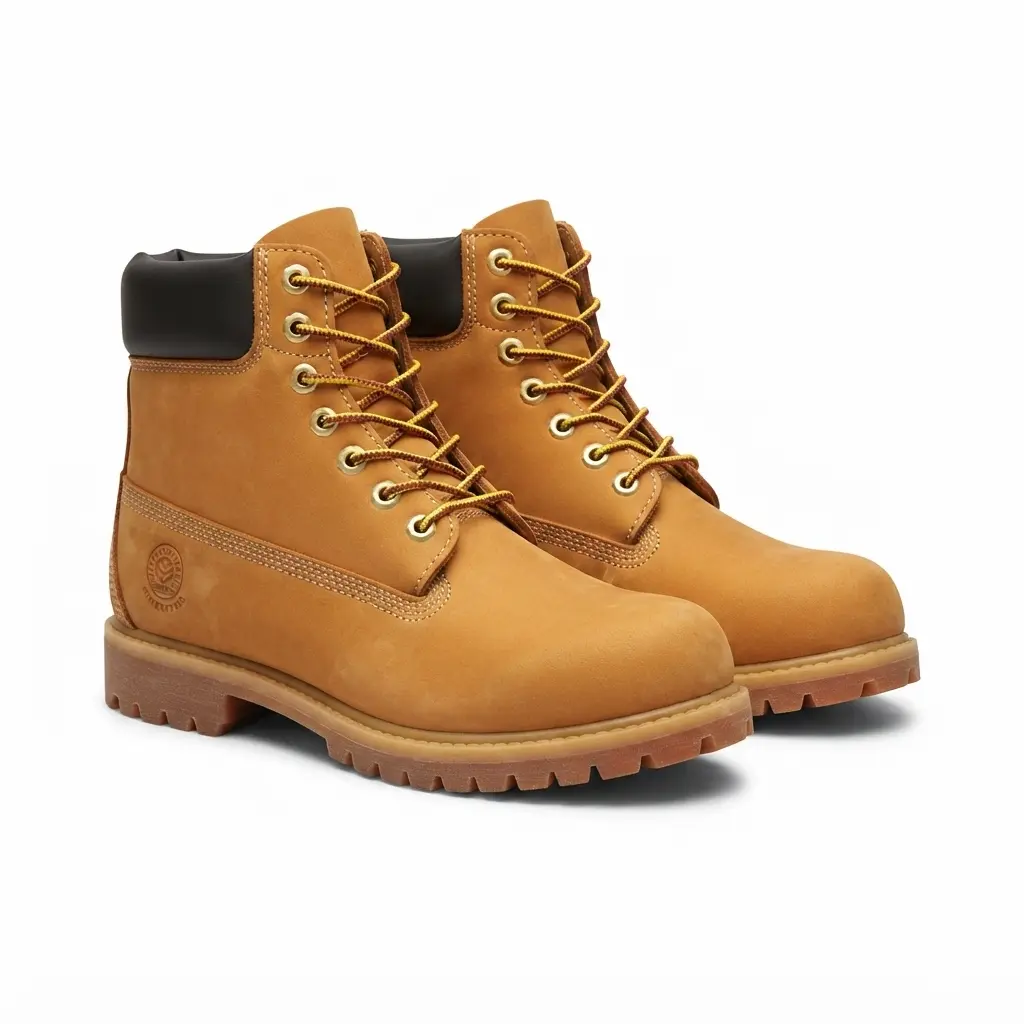 Jacata Men's Genuine 061 Leather Wheat Classic Padded Collar Construction Boots, Closed Work Safety Shoes, Comfortable Fit Durable Design Footwear for Work, Walking Shoes, Work Protective Shoes
