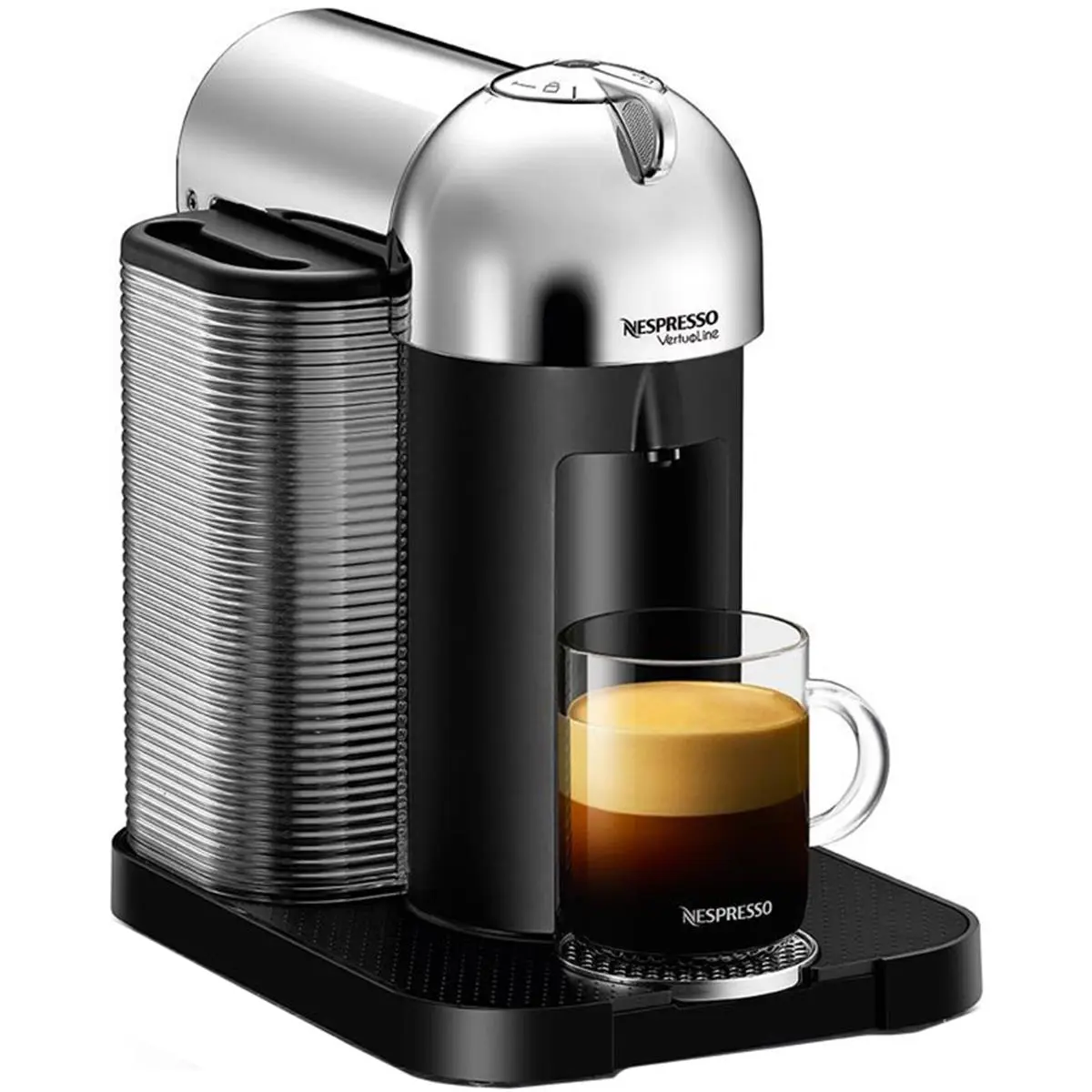 Nespresso Chrome Vertuoline Espresso Maker - Compact Capsule Coffee Machine with Built-In Milk Functionality, Automatic Off Switch, Electronic Fully Automatic Cappuccino Coffee Appliance, Automatic Off Switch Coffee Machines, Cappuccino Coffee Machines