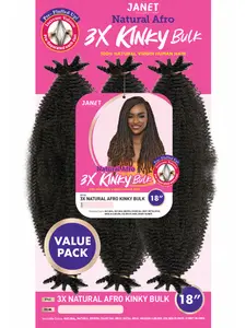 Janet Collection 100% Human Hair  Pre-Fluffed Natural Afro 3X Kinky Bulk 18"