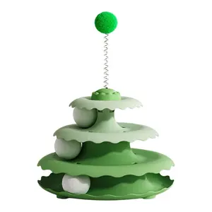 Mesmerizing Wavy-Layer Spinning Cat Toy with Green Ball - Interactive Exercise & Entertainment for Indoor Cats