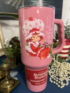 Strawberry shortcake and stainless steel Tumblr 40 ounces hot or cold drink
