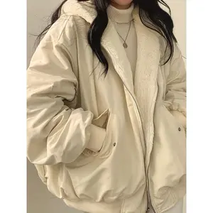 Reversible Oversized Plush Hooded Jacket