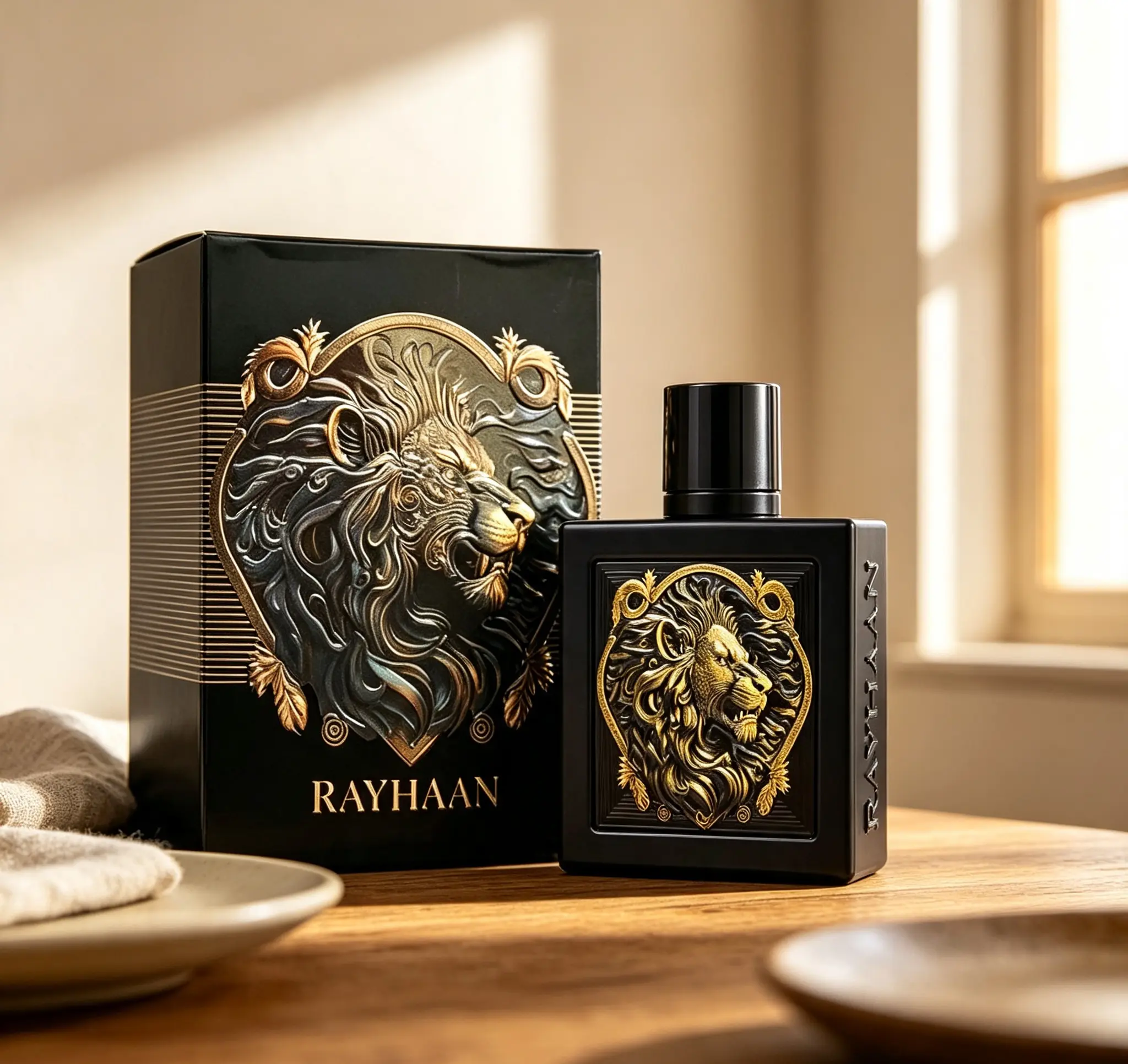 Rayhaan Lion EDP Spray 3.4 Ounce 100ml For Men｜Bold Sweet‑Spicy Woody Masculine Arabian Perfume｜Pear Bergamot Cinnamon Vanilla Patchouli｜Long‑Lasting Scent For Date Night, Parties & Evening Wear