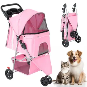 Pet Stroller for Dogs and Cats |Ideal for Small to Medium Pets | Includes Storage Basket  Foldable, Lightweight, and Durable