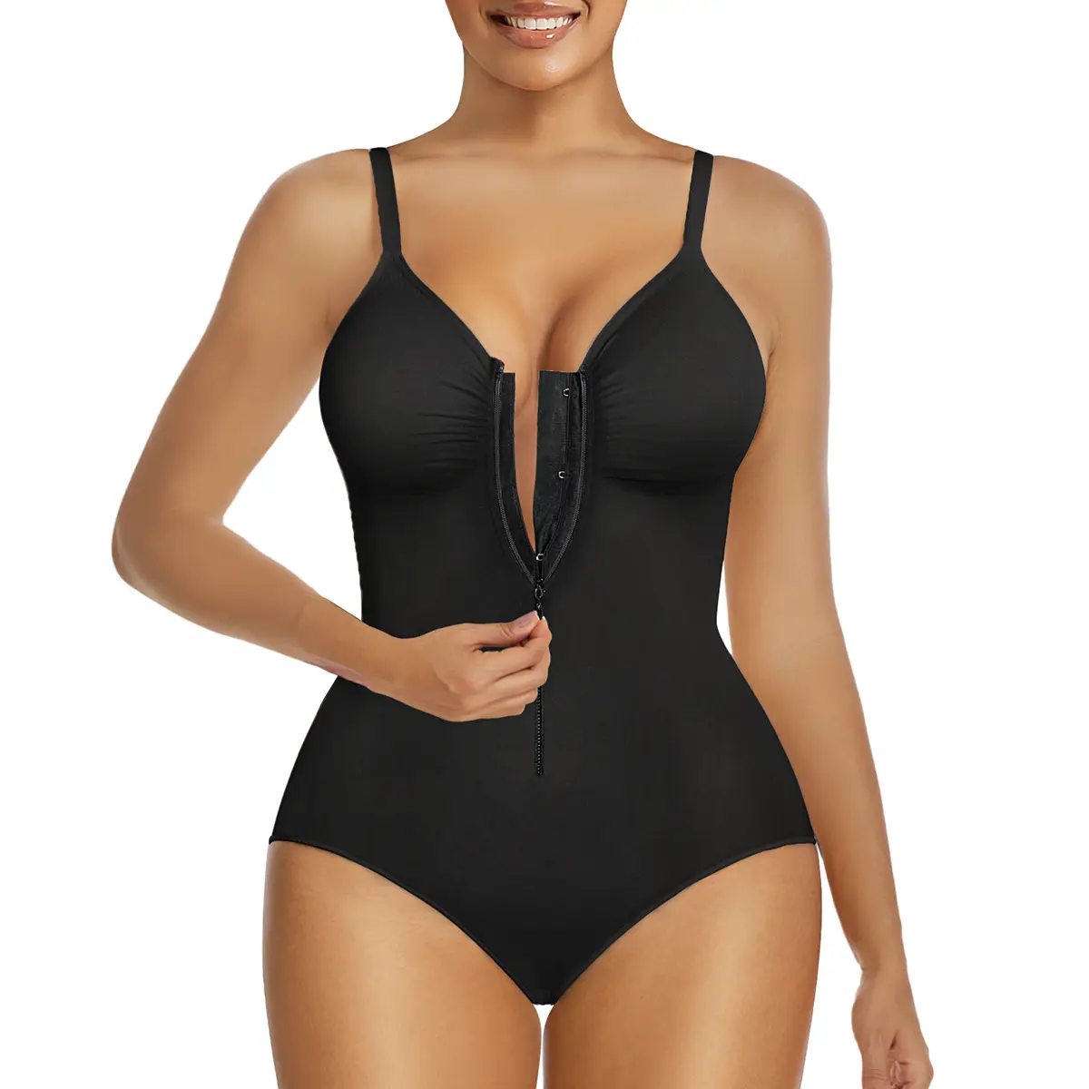 SHAPERX Shapewear for Women Tummy Control Bodysuits Zip-Up Comfort Shapewear Breathable Suitable for Everyday Wear