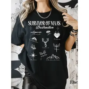 Plus Size - Plus Size - Oversized Maas Destruction Survivor Tee, Throne of Glass Top, Crescent City, ACOTAR, Maas Survivor Reading Group, Batboy, Fireheart, Velaris Tee 0XL-4XL