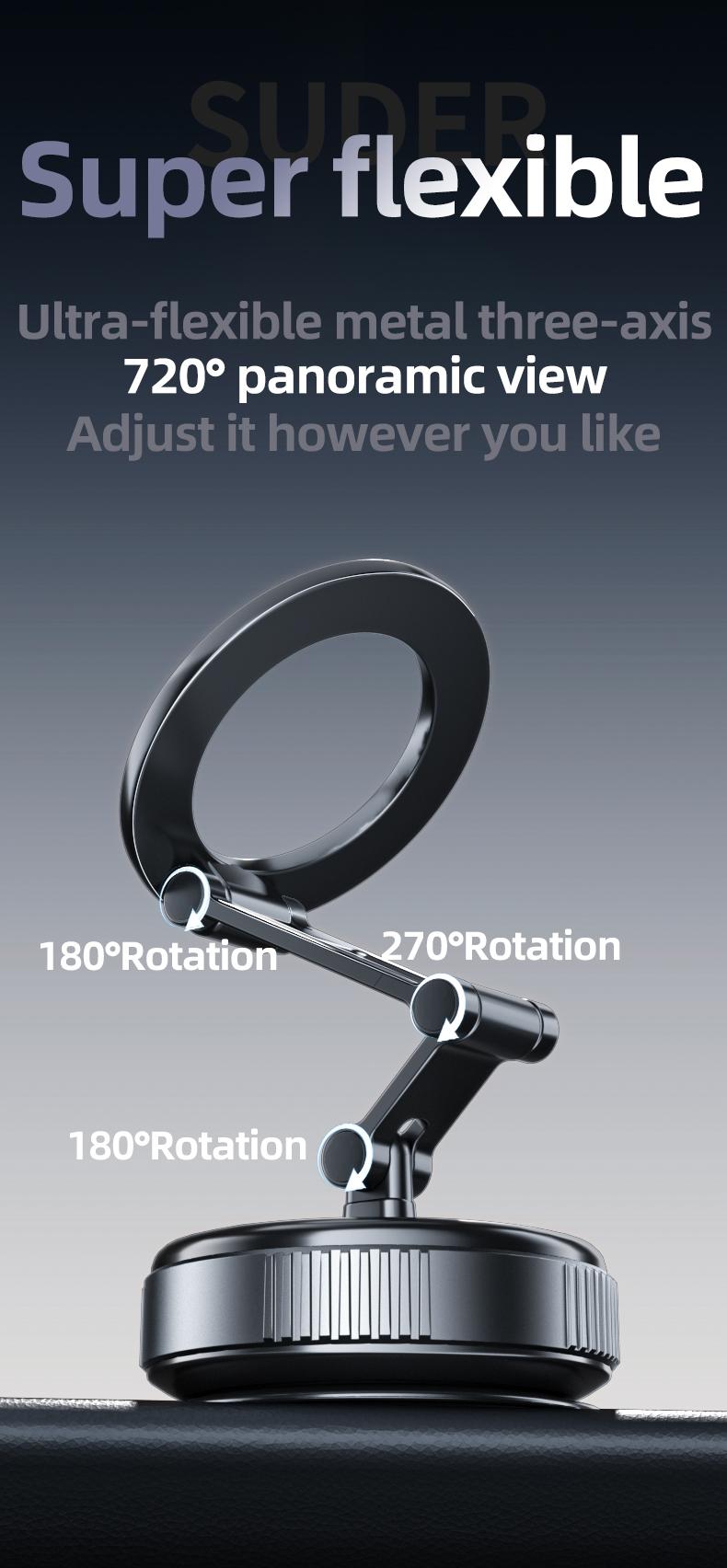 Magnetic Phone Holder with Magsafe, 360° Rotating Adjustable Car Phone Mount, Compact Size, Convenient Car Installation, Compatible with Android/Samsung Mobile Phones and iPhone 17 16 15 14 13 12 Series