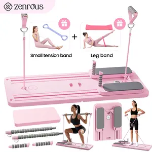4.0 New Upgrade ZENROUS Pilates Board, Multi-functional Ab Exercise Board, Foldable Home Pilates Reformer, Maximum Load 300 lbs Fitness Board with Kneeling Pad and Timer, Abs Workout Equipment for Abdominal & Core Strength Training Springtok