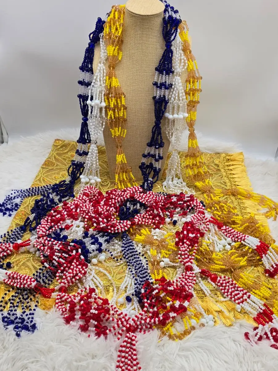 Handmade Multi-Strand Crystal Bead Statement Necklace – Traditional Ceremonial Jewelry