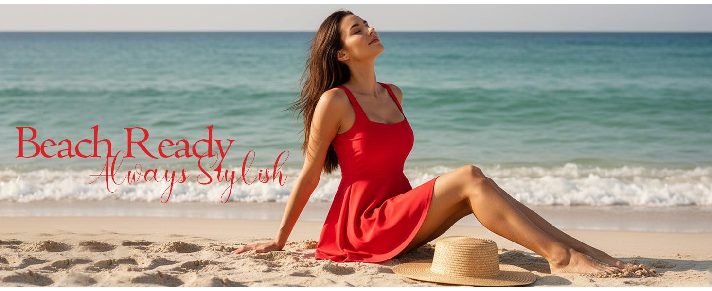 B2prity Women's One Piece Swimdress Swimsuit Tummy Control Swim Dress Modest Full Coverage Bathing Suit with Side Pocket B2prity Women's One Piece Swimdress Swimsuit Tummy Control Swim Dress Modest Full Coverage Bathing Suit with Side Pocket