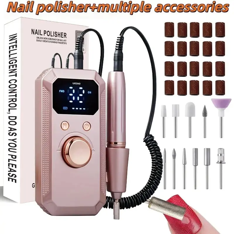 Electric Nail Drill Set Rechargeable USB, 32 Speed Adjustable, Portable Pedicure & Manicure Tools, Home Salon Use, Professional Nail Care, Nail Drill Machine, Nail Grinding Tool