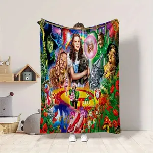 The Wizard of Oz Fairy Tale Blanket Soft Flannel Fleece Bed Sofa Couch Bedroom Decor Cozy Warm Lightweight Family Leisure Outdoor Picnic Travel Birthday Gift Christmas Gift for Kids Girls Women Fans