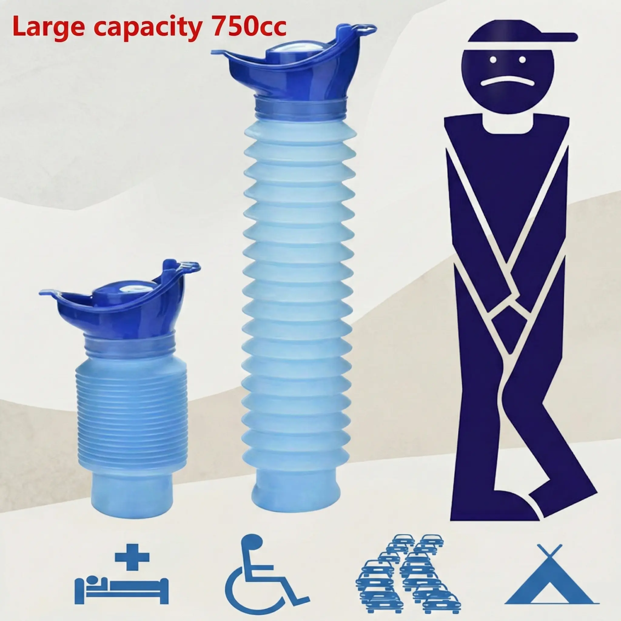 Men's Collapsible Emergency Urinal Bottle - Foldable Camping Toilet, Travel Accessory, Portable Pocket Urinal for Outdoor Camping, Traffic Delays (1PC)