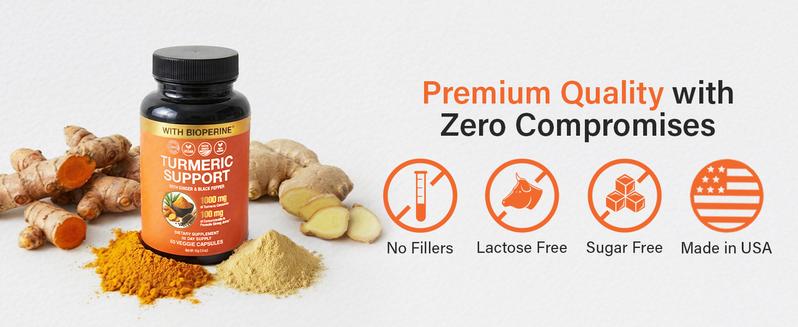 Sleeve Stars Turmeric Curcumin Supplement with Ginger & Black Pepper Bioperine Joint Support Supplement 1000mg Turmeric with 95% Curcuminoids Inflammatory Response Non-GMO Vegan 60 Capsules