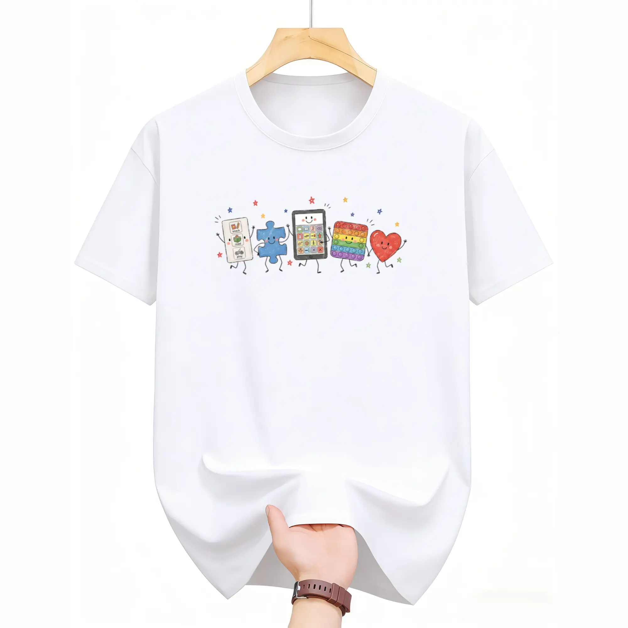 Autism Doodle Characters Shirt, Neurodiversity Tee, Inclusion Shirt, Autism Support Gift, SPED Teacher Shirt,Autism Mom Gift Cotton Fabric