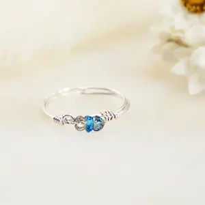 Blue Topaz Ring – December Birthstone Adjustable Gemstone Ring for Women