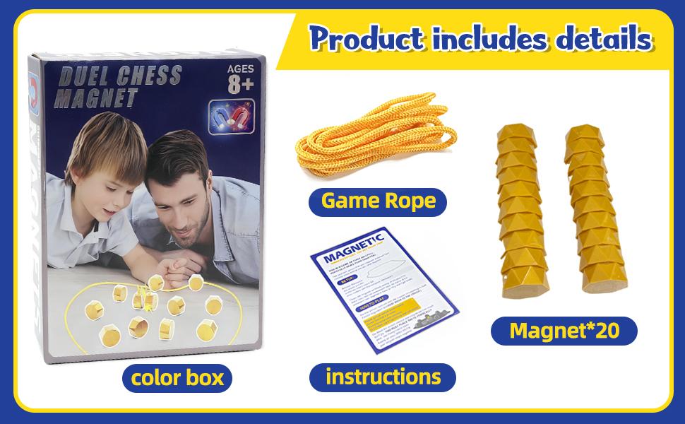 Magnetic Board Game-Fun for Two!Includes 20 magnetic pieces, a string, and a storage bag.Perfect for family game nights, travel, and as a party gift.