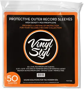 Vinyl Styl® VS-P-021 12 Inch Outer Record Sleeves - Easy Open - 50 Count (Crystal Clear)  [BAGS / SLEEVES] Audiophile