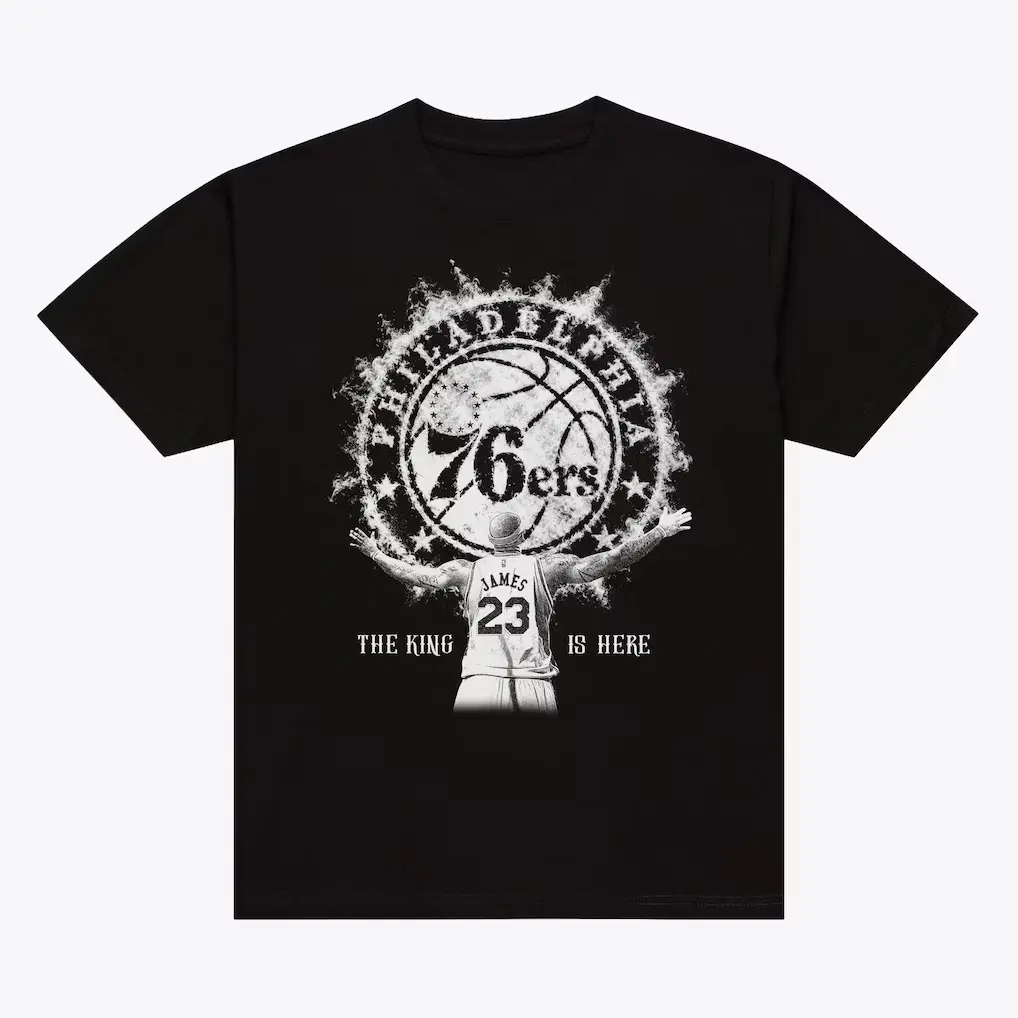LeBron James Graphic T-Shirt, 76ers Inspired Basketball Legend Tee, Vintage Sports Streetwear Shirt, Retro Athletic Style Short Sleeve Top, Casual Fan Gift for Men Women, Vintage Graphic Tees, James Shirt