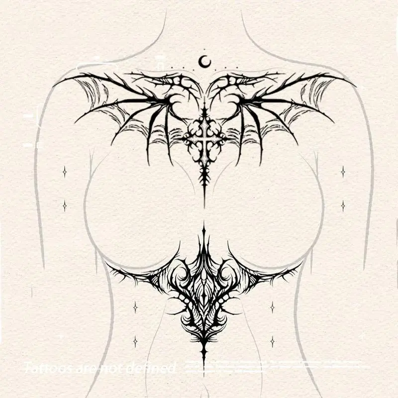 Gothic Swings Pattern Temporary Tattoo Sticker, Sticker Tattoos, 2 Sheets Waterproof Apply Easily Temporary Tattoo Decals, Body Art Decoration for Women & Girls & Adults