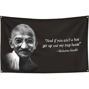Chief Gandh 3x5Ft Flag Banner UV Resistance Fading Durable Man Cave Wall Hanging for College Dorm Room Decor Outdoor Tapestry with 4 Brass Grommets Hanging