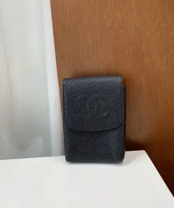 Pre-owned CHANEL Caviar Small Leather Goods Black Pocket