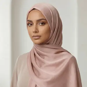 Luxe Elegance Satin Crinkle Hijab - Light Rose Quartz