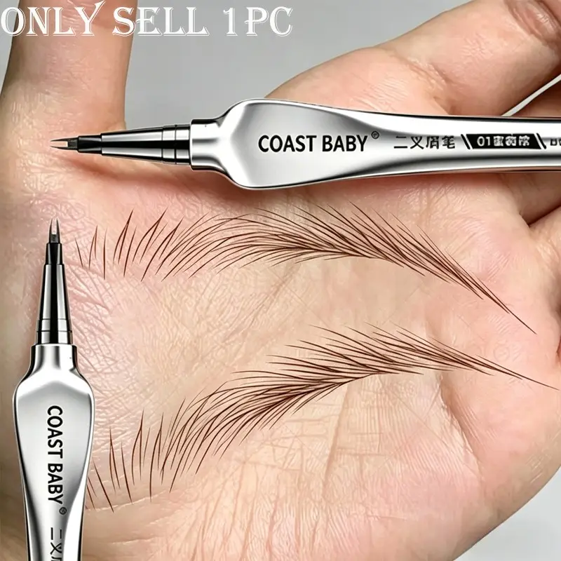 2-Prong Liquid Eyebrow Pen, Cosmetic Eyebrow Makeup Product, Soft Natural Smooth Hair-Like Strokes, Refine Brow Contour, Versatile for Daily Makeup