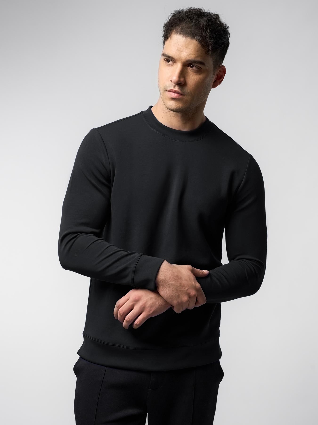 Fioboc Men's Modal Crewneck Sweatshirt - Long Sleeve Casual Top for Fall Winter, Wrinkle Resistant Soft Comfort SpringStatements