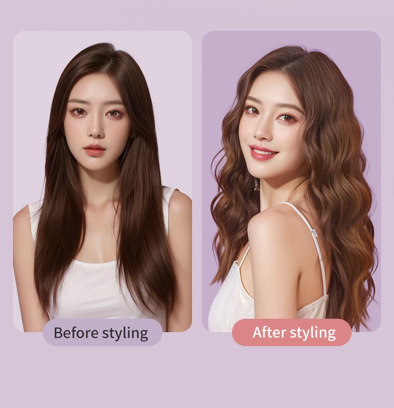 Deep Wave Curling Iron with Negative Ion Tech - 32MM French Wave Curling Iron 30W Power 2 Barrels Adjustable Temperatures Fast Heating 30 Seconds Auto-off Safety Lock Comfortable Grip for All Hair Types prime salon-quality curl