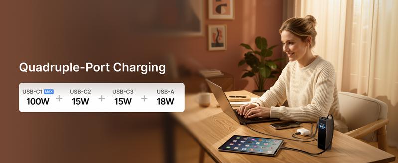 【Exclusive TikTok Gift】ECOFLOW Rapid Power Bank, 25,000mAh, 170W, 100W Built-in and Retractable Cables, Portable Charger with Triple 100W USB-C Port, Compatible with iPhone Series, Samsung, Laptop and More, Silver Travel Battery Pack