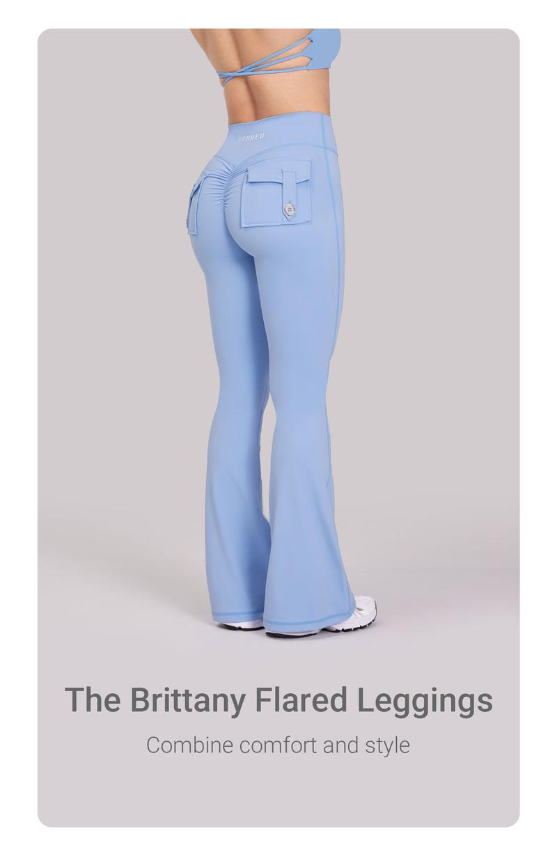 YEOREO CoreFlex Flare Leggings with Pockets for Women Scrunch Workout Leggings Butt Lifting Gym Yoga Pants