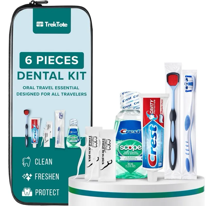 Trektote 6-Piece Oral Travel Kit - Includes Premium Name Brand Toiletries