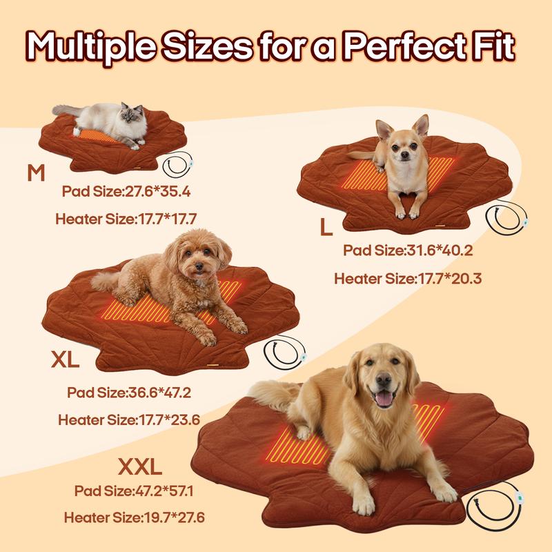 Vagascape Heated Pet Pad for Dogs & Cats – 7-Layer Safety Design, Auto Overheat Protection, Chew-Resistant Cord, Waterproof & Machine Washable, Ideal for Indoor & Outdoor Use Shaped Beds