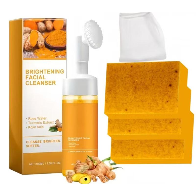 Turmeric Wash and Care two PieceSet, TurmericCleansing Mousse, Turmeric SoapFacial Cleansing Skincare FacialCleansing Cleanser Facial Wash Comfort