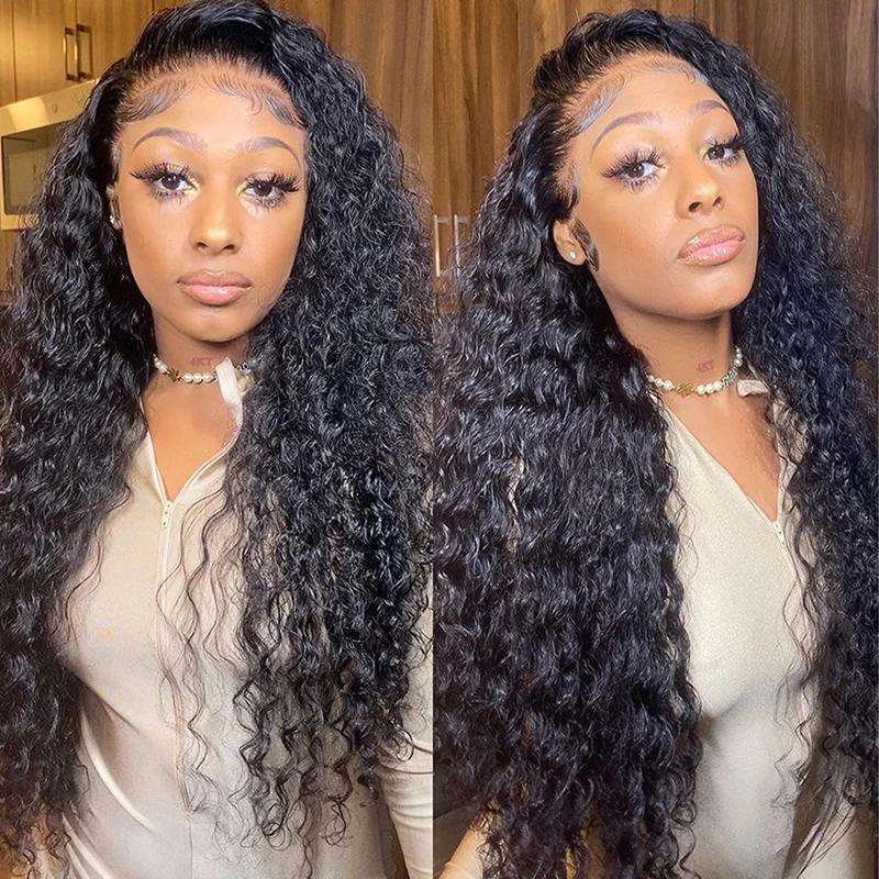 MORE FACE 13x6 Deep Wave 30 Inch Transparent Lace Front Wig Human Hair Lace Frontal Wigs For Woman Real Hair Wigs Preplucked with Baby Hair