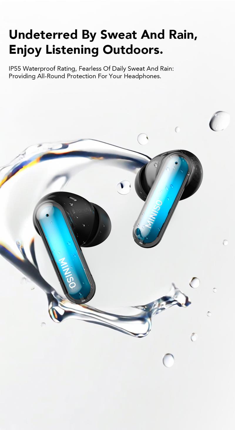 MINISO MS110 Adjustable lighting Eabuds, ANC Noise Cancellation Headphones,Bluetooth 6.0, 3 Noise Reduction Modes, True Wireless In-Ear Earphones sport Audio Earbuds audifonos bluetooth wireless headphones