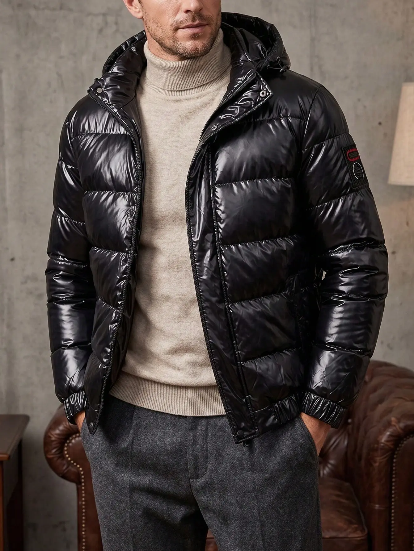 Winter jacket, hooded jacket, casual men's clothing, hooded outerwear