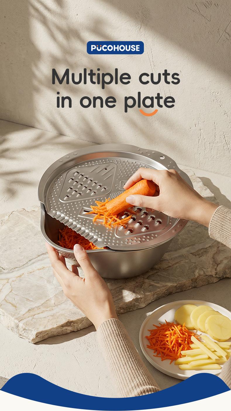 Rice Washer Strainer Bowl with Hook, Stainless Steel Washing Bowl with Side Drain Holes, Rinse Basket for Cleaning Quinoa, Fruits, Vegetables, and Beans – Multifunctional Kitchen Colander
