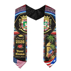 Puerto Rico Graduation Stole 2026, Personalized Puerto Rican Flag Graduation Sash, Custom Class of 2026 Stole