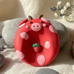 Strawberry polymer clay worry stone