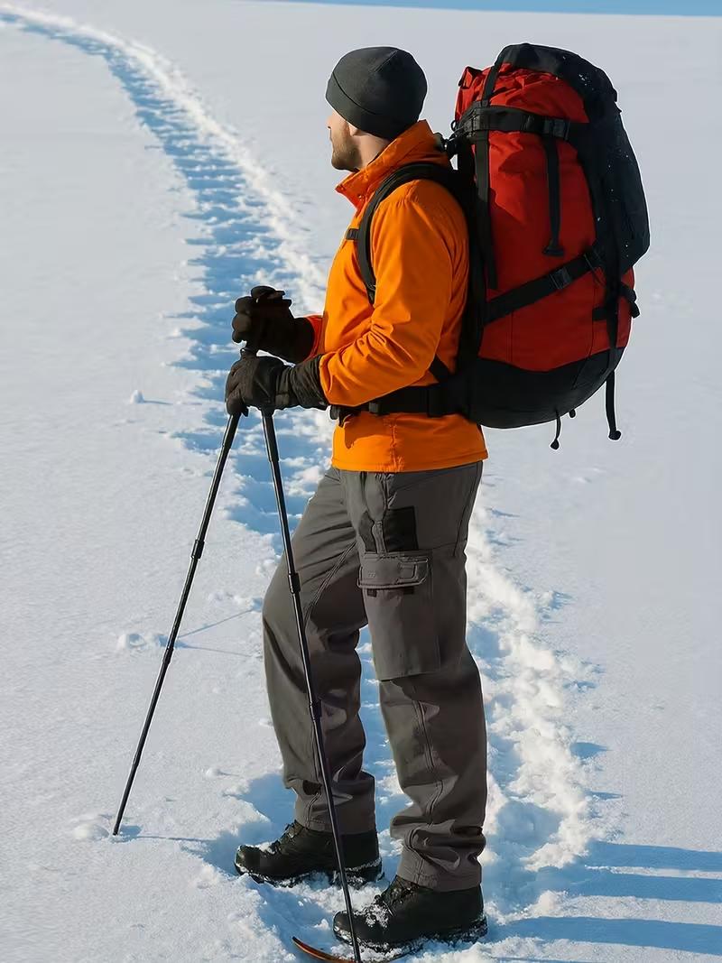 HOMUG Men's Tactical Sport Pants, Multi-Pocket Windproof and Warm Fleece Pants, Suitable for Outdoor Activities, Sports and Casual Wear, Soft Shell Fabric, Suitable for Wearing in Autumn and Winter.