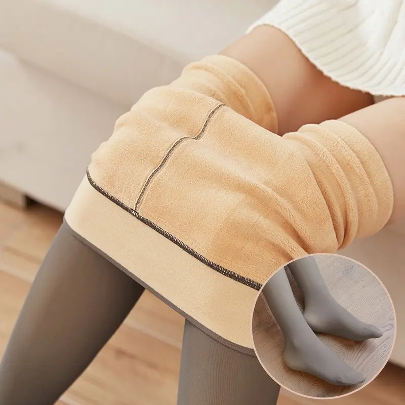 Luxury Sheer Fleece-Lined Tights Elegant Thermal Pantyhose with Sheer Look and Plush Warmth for Winter, Slimming High Waist Design, Suitable for Skirts & Dresses, Soft & Stretchy Fabric, All Matching Warm Fleece Pantyhose