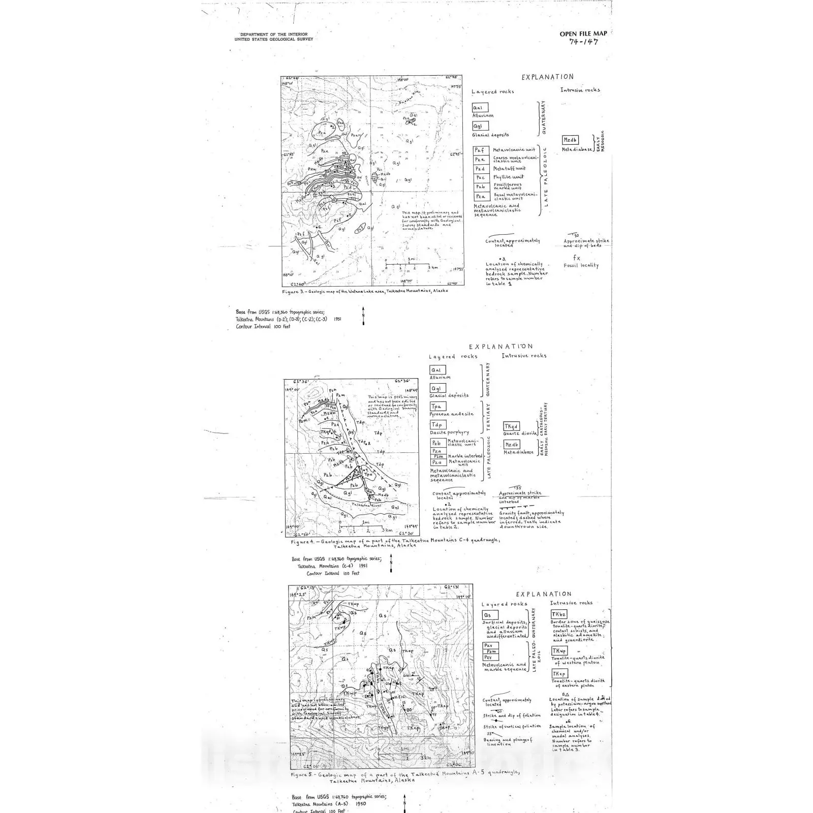 Talkeetna Mountains, Alaska - Geologic Survey Map 1974