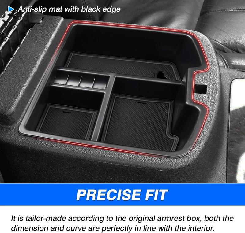 Canvcle Center Console Organizer for 2007-2013 Chevrolet Silverado/GMC Sierra 1500 2500 3500 Accessories Armrest Storage Box Secondary Insert Tray with 2 Color Mats